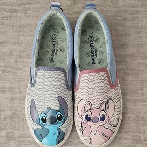 Disney Kids Slip-On Sneakers with Blue and Pink Stitch